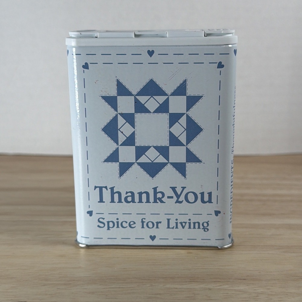 Spice for Living LOVE Advertising Tin 1982 Collectible White Blue Portland OR